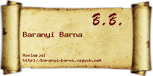 Baranyi Barna névjegykártya